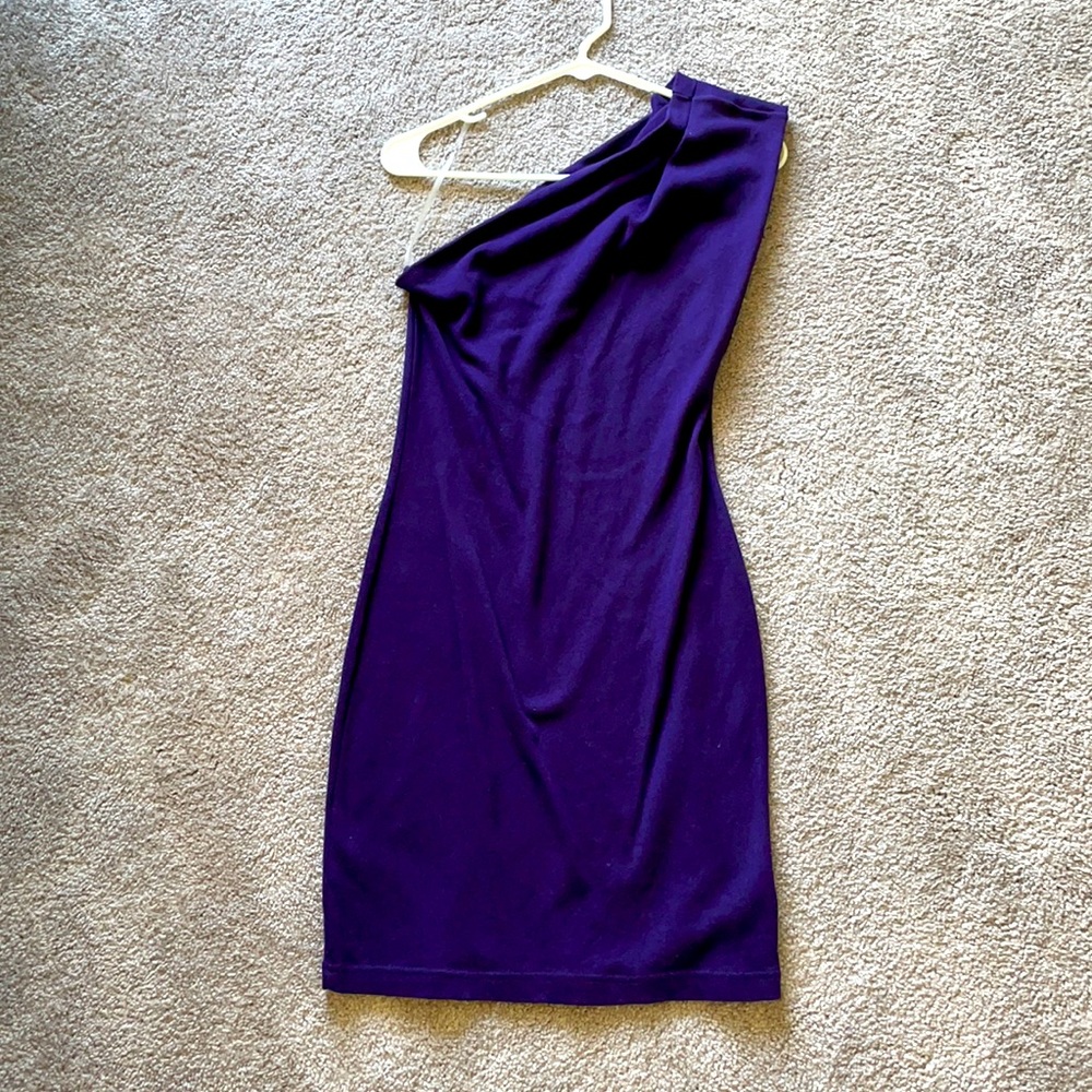 Purple cotton one shoulder dress